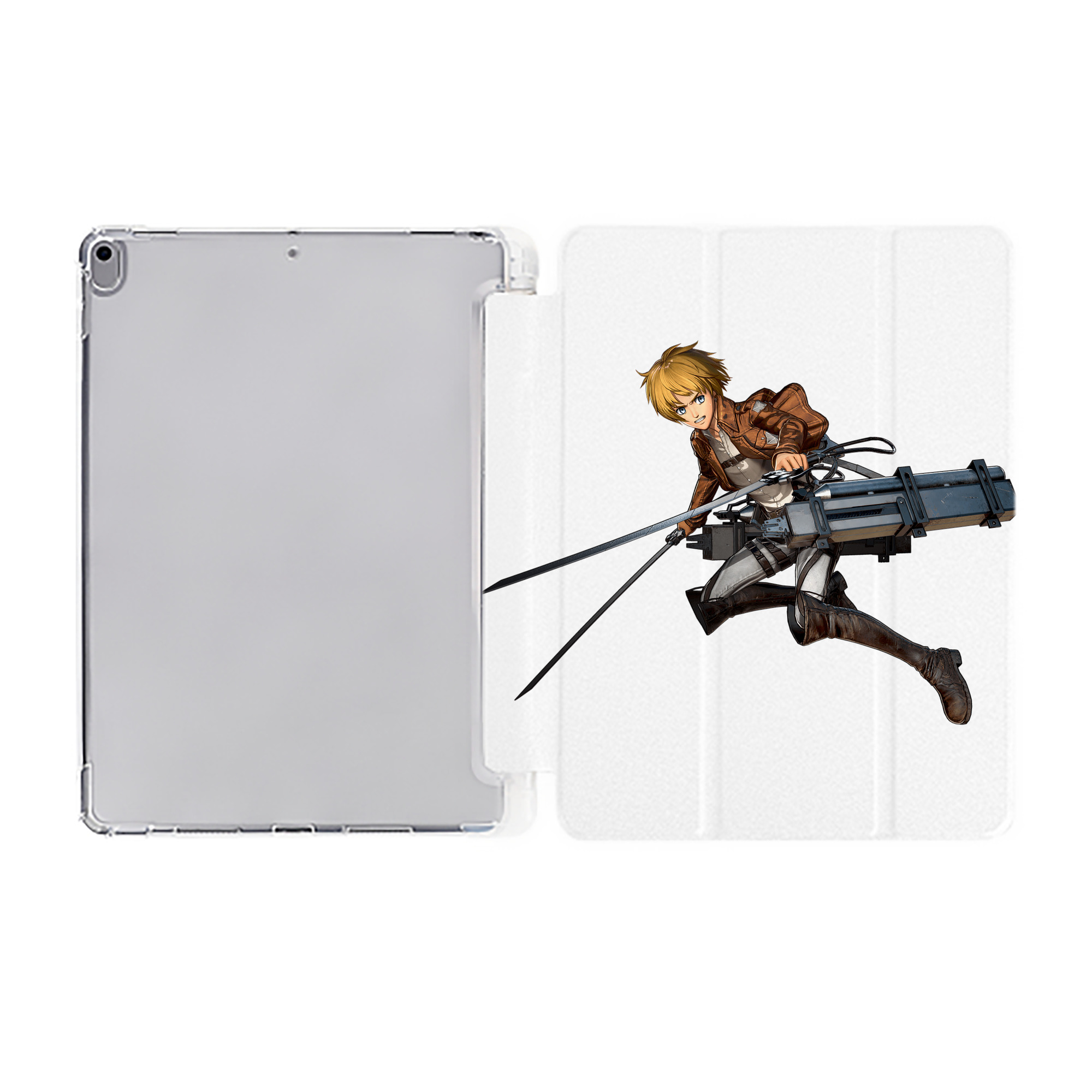 （画像用） 進撃の巨人 アルミン·アルレルト Attack on Titan Armin Arlert IPad ケース ペン収納付き 三つ折りスタンド PUレザー×シリコン 対応機種9.5/10.5/10.9インチ
